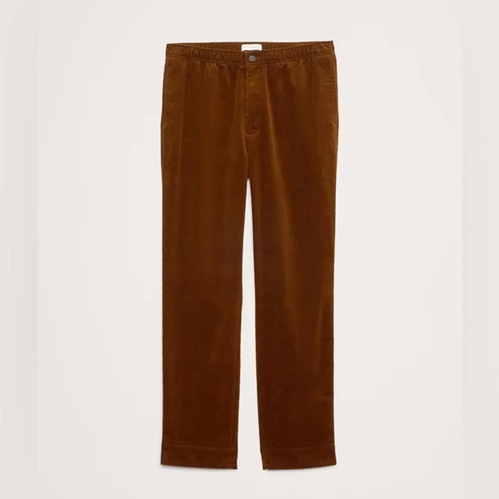 NWT! Banana Republic Rust Brown Straight Stretch-Corduroy Pull-On Pant - Medium🩷